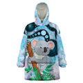 Australia Opal Koala Wearable Blanket Hoodie Aussie Aboriginal Art