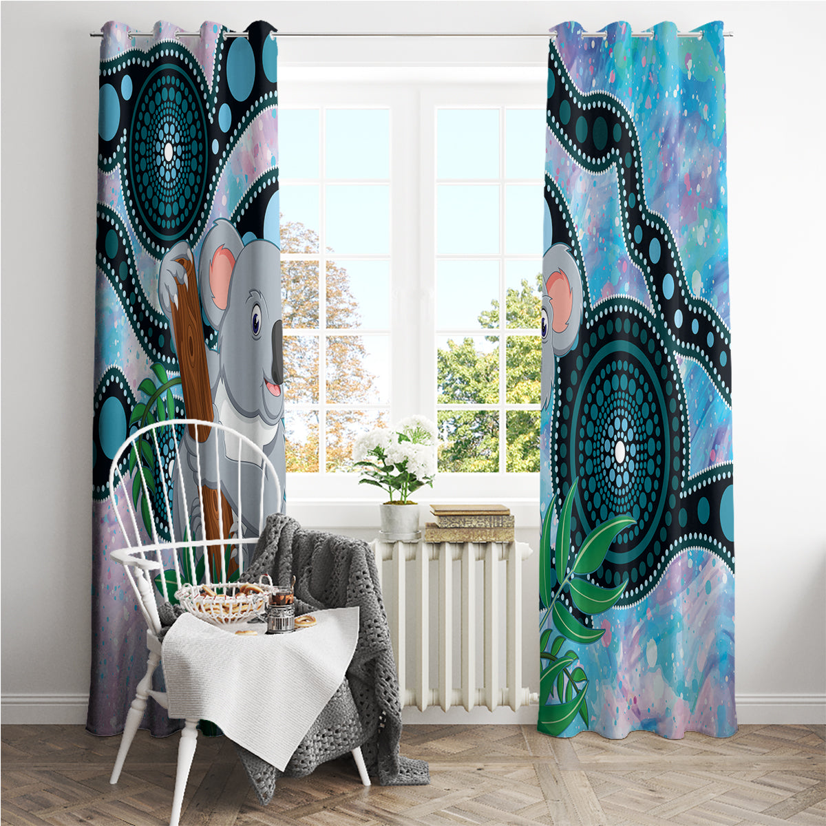 Australia Opal Koala Window Curtain Aussie Aboriginal Art