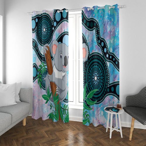 Australia Opal Koala Window Curtain Aussie Aboriginal Art
