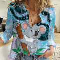 Australia Opal Koala Women Casual Shirt Aussie Aboriginal Art