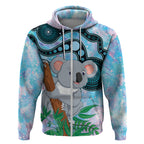 Australia Opal Koala Zip Hoodie Aussie Aboriginal Art