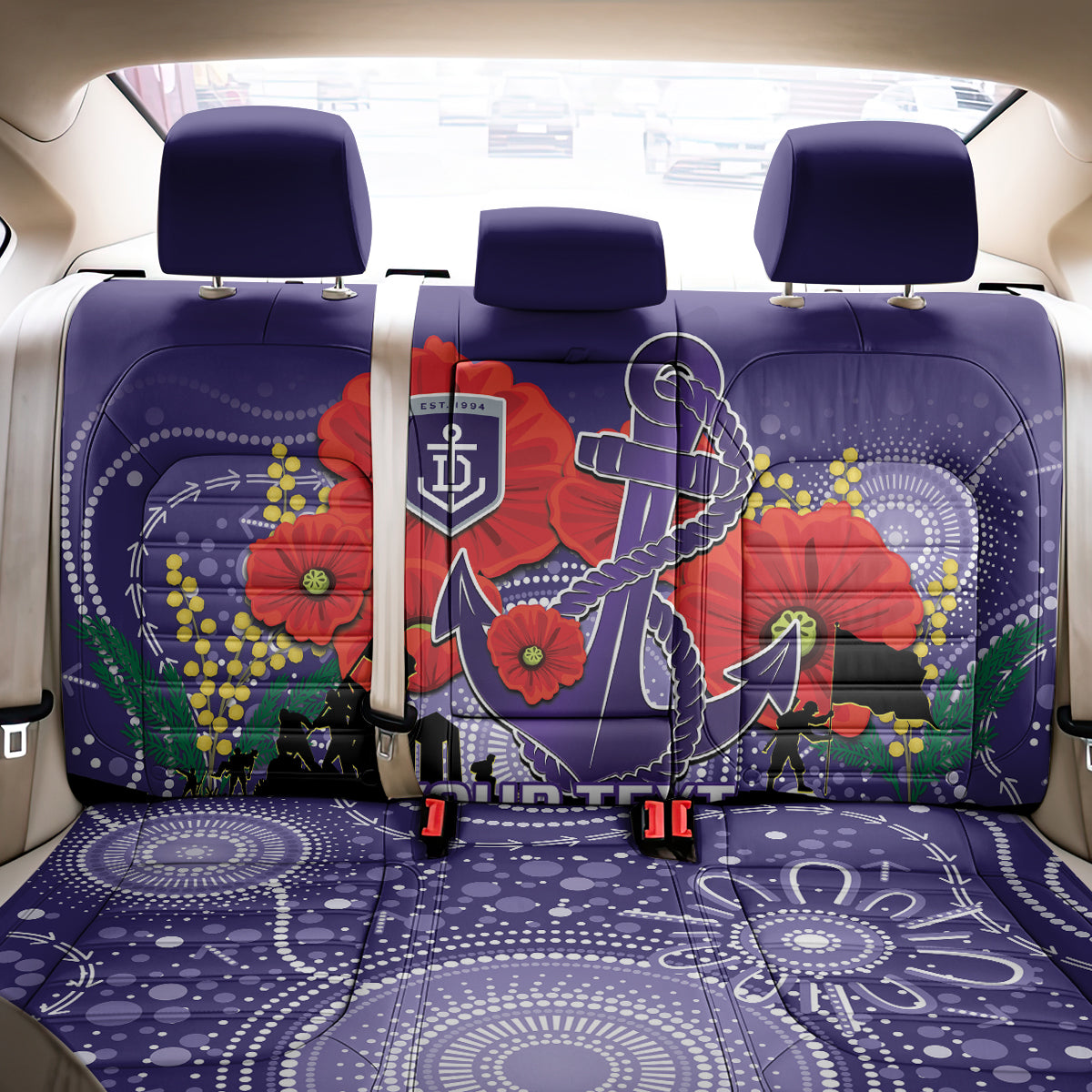 Custom Dockers Football ANZAC Back Car Seat Cover Gallipoli Camouflage With Poppies