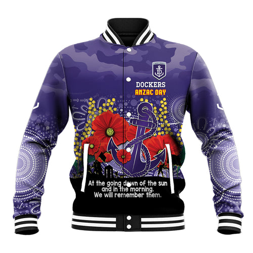 Custom Dockers Football ANZAC Baseball Jacket Gallipoli Camouflage With Poppies