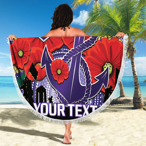 Custom Dockers Football ANZAC Beach Blanket Gallipoli Camouflage With Poppies