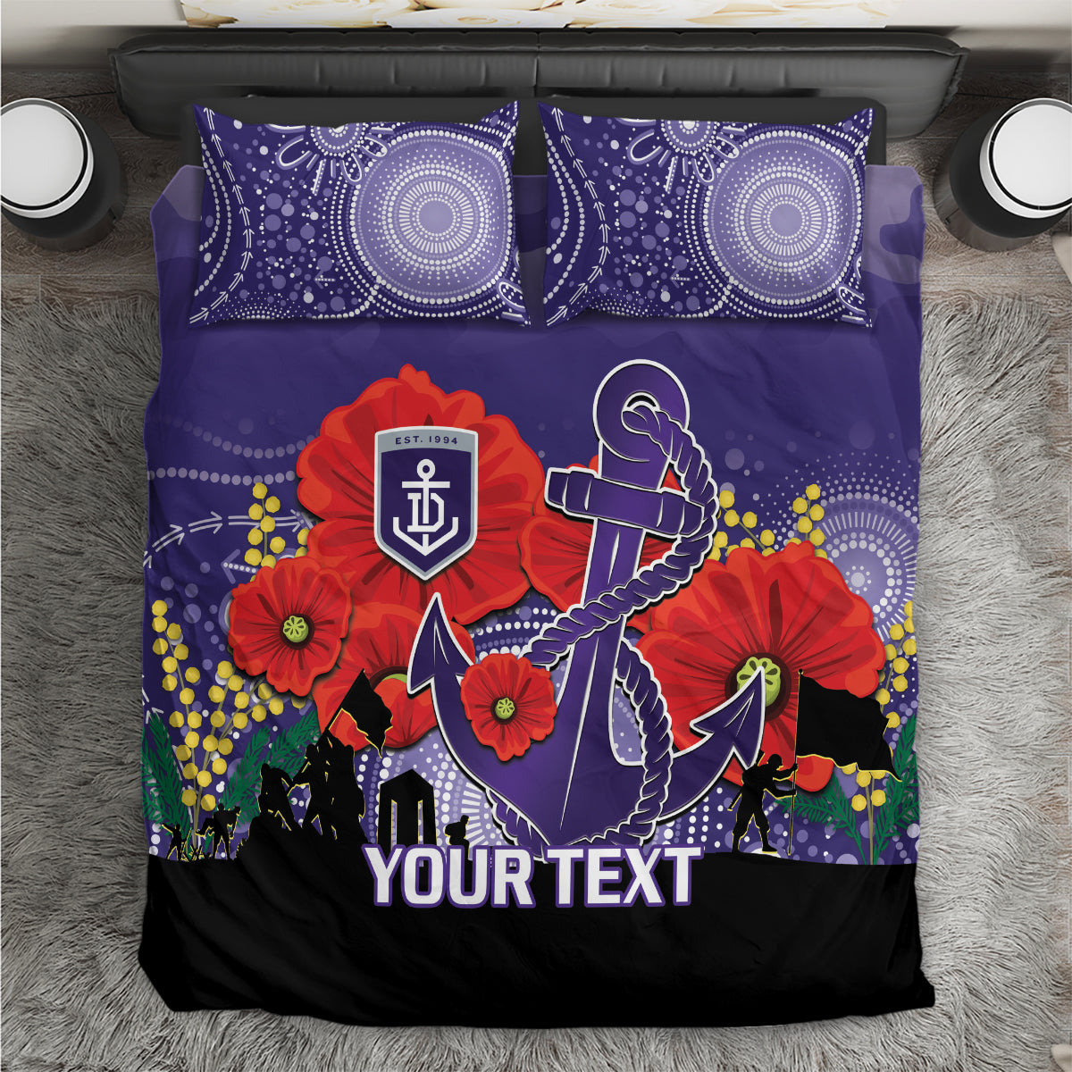 Custom Dockers Football ANZAC Bedding Set Gallipoli Camouflage With Poppies