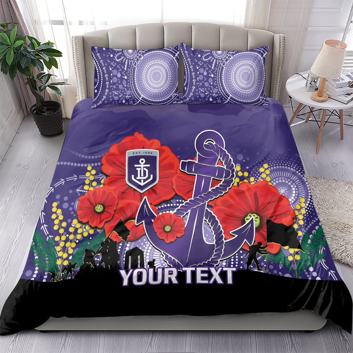Custom Dockers Football ANZAC Bedding Set Gallipoli Camouflage With Poppies
