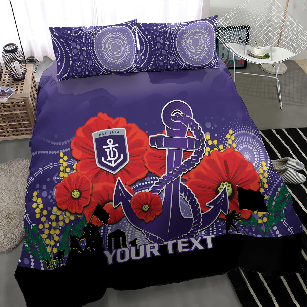 Custom Dockers Football ANZAC Bedding Set Gallipoli Camouflage With Poppies