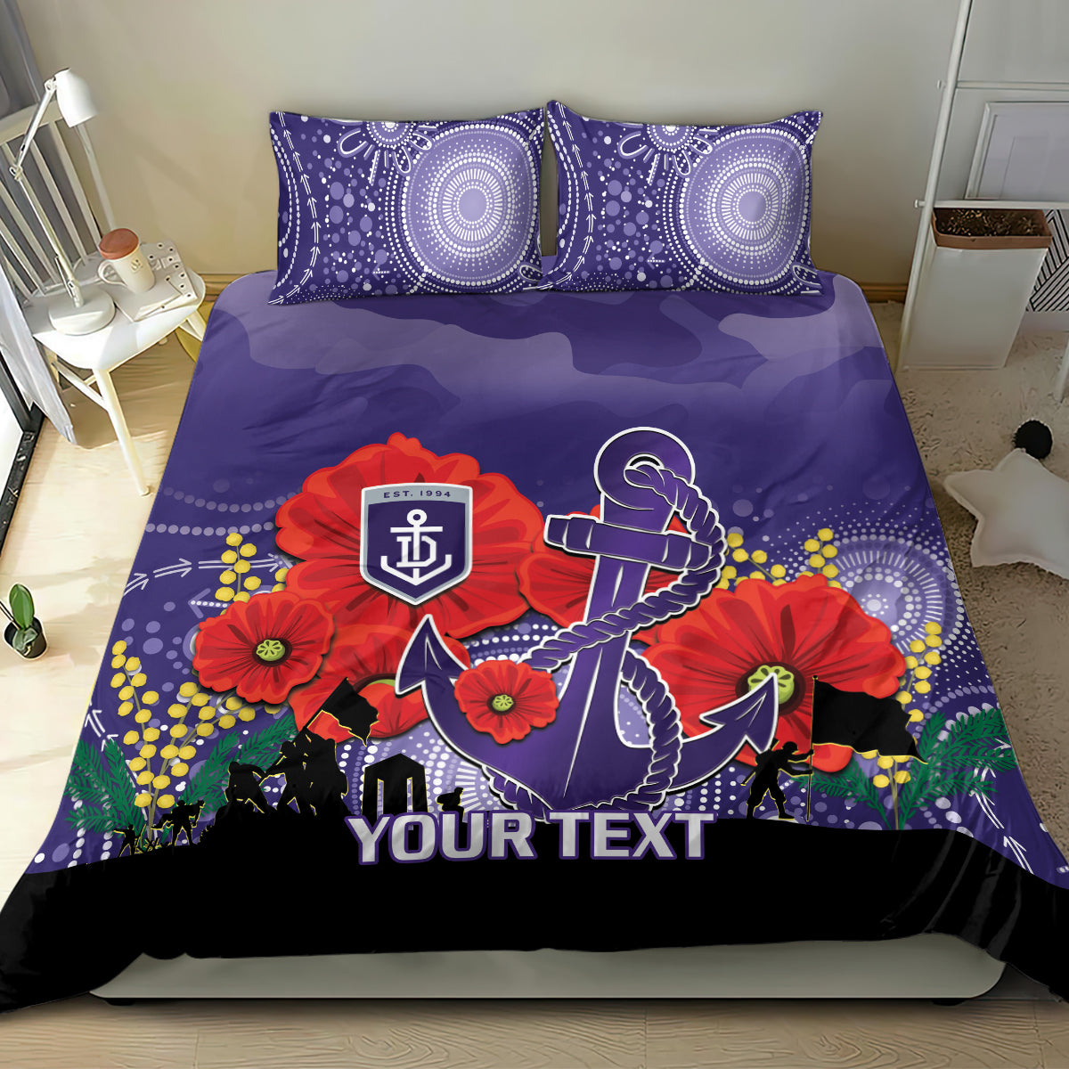 Custom Dockers Football ANZAC Bedding Set Gallipoli Camouflage With Poppies