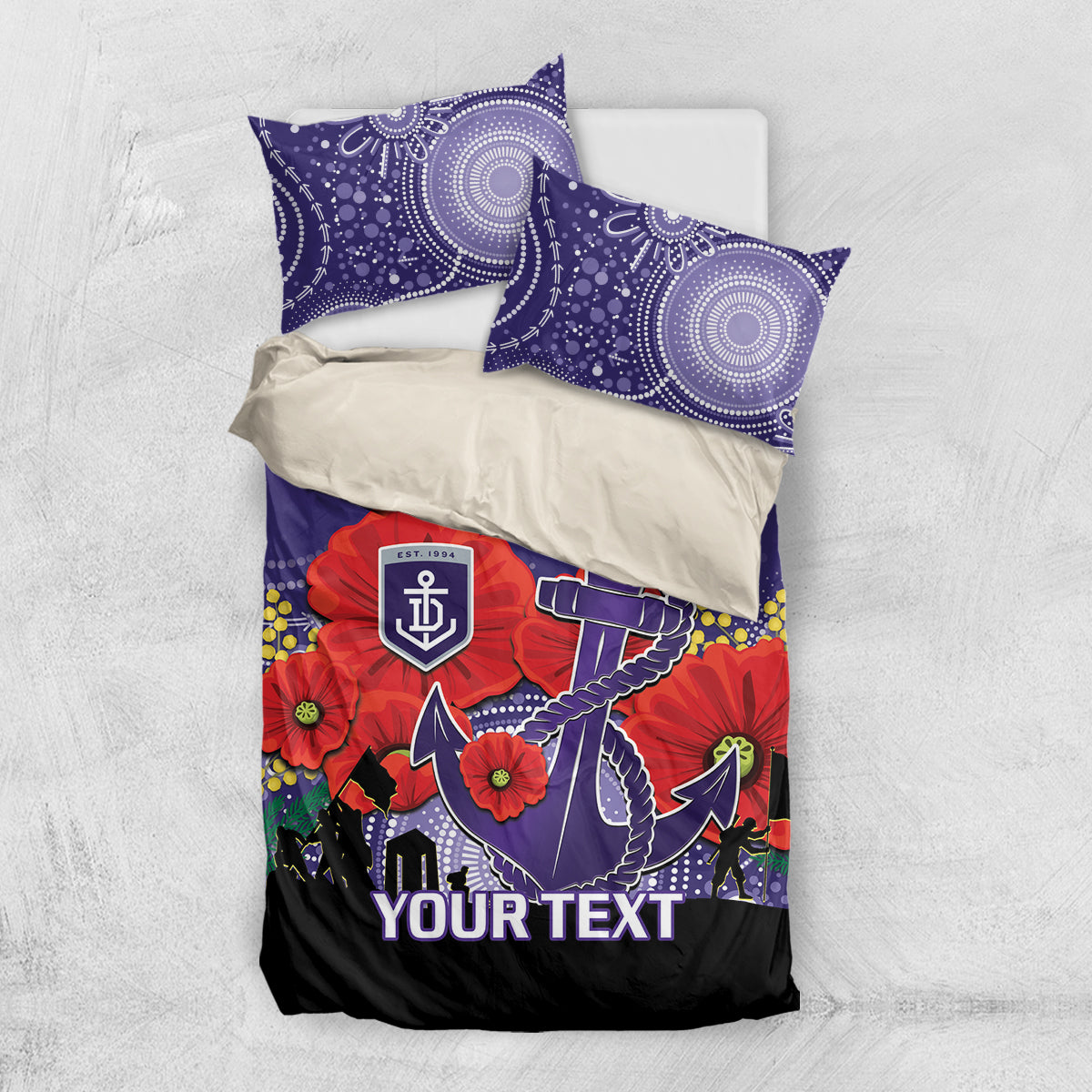 Custom Dockers Football ANZAC Bedding Set Gallipoli Camouflage With Poppies