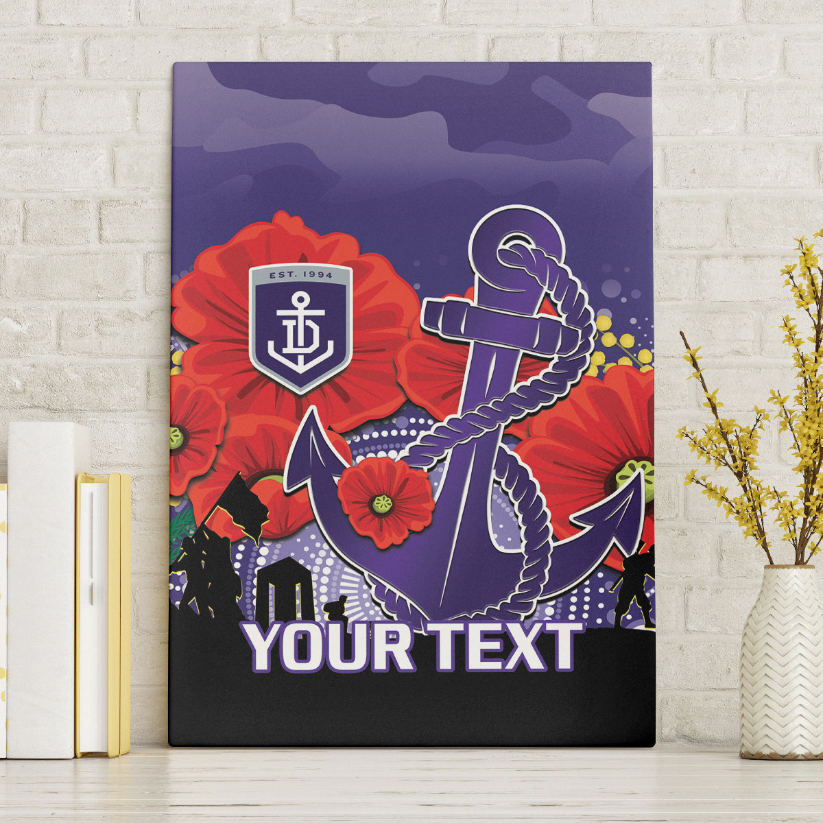 Custom Dockers Football ANZAC Canvas Wall Art Gallipoli Camouflage With Poppies
