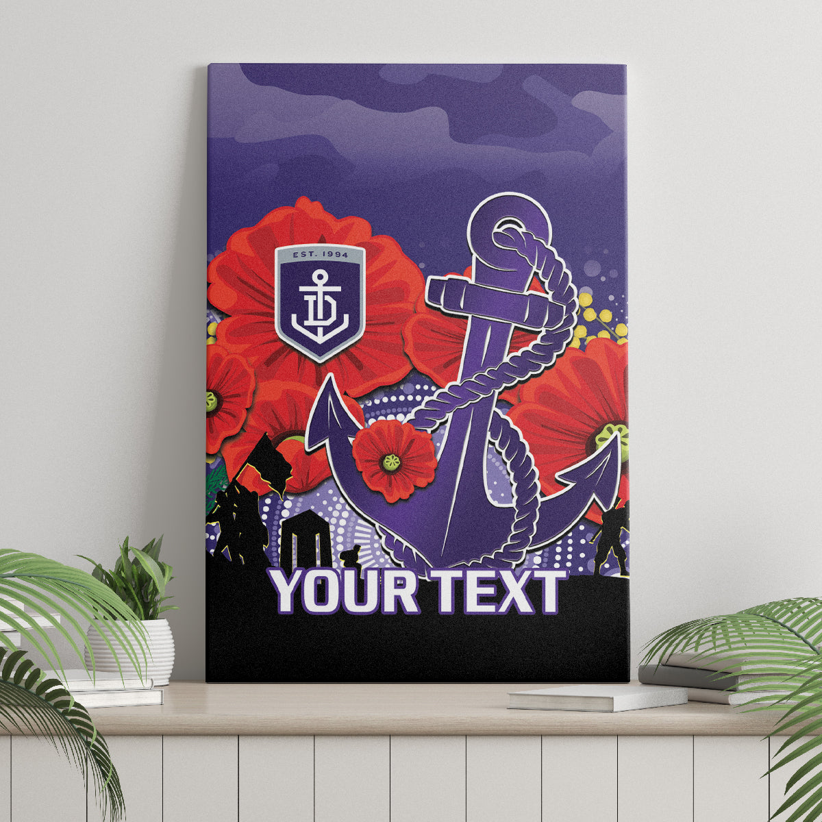 Custom Dockers Football ANZAC Canvas Wall Art Gallipoli Camouflage With Poppies