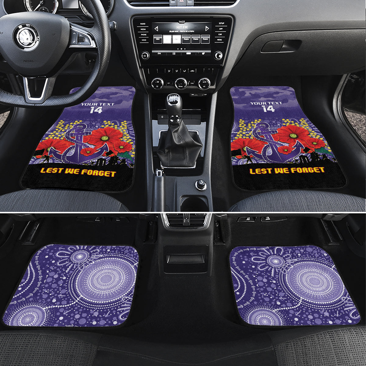 Custom Dockers Football ANZAC Car Mats Gallipoli Camouflage With Poppies