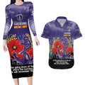 Custom Dockers Football ANZAC Couples Matching Long Sleeve Bodycon Dress and Hawaiian Shirt Gallipoli Camouflage With Poppies