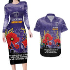 Custom Dockers Football ANZAC Couples Matching Long Sleeve Bodycon Dress and Hawaiian Shirt Gallipoli Camouflage With Poppies