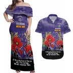 Custom Dockers Football ANZAC Couples Matching Off Shoulder Maxi Dress and Hawaiian Shirt Gallipoli Camouflage With Poppies