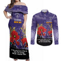 Custom Dockers Football ANZAC Couples Matching Off Shoulder Maxi Dress and Long Sleeve Button Shirt Gallipoli Camouflage With Poppies
