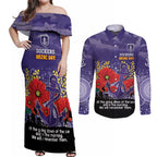 Custom Dockers Football ANZAC Couples Matching Off Shoulder Maxi Dress and Long Sleeve Button Shirt Gallipoli Camouflage With Poppies