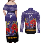 Custom Dockers Football ANZAC Couples Matching Off Shoulder Maxi Dress and Long Sleeve Button Shirt Gallipoli Camouflage With Poppies