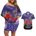 Custom Dockers Football ANZAC Couples Matching Off Shoulder Short Dress and Hawaiian Shirt Gallipoli Camouflage With Poppies