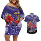 Custom Dockers Football ANZAC Couples Matching Off Shoulder Short Dress and Hawaiian Shirt Gallipoli Camouflage With Poppies