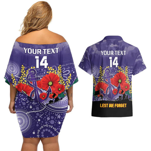 Custom Dockers Football ANZAC Couples Matching Off Shoulder Short Dress and Hawaiian Shirt Gallipoli Camouflage With Poppies