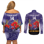 Custom Dockers Football ANZAC Couples Matching Off Shoulder Short Dress and Long Sleeve Button Shirt Gallipoli Camouflage With Poppies