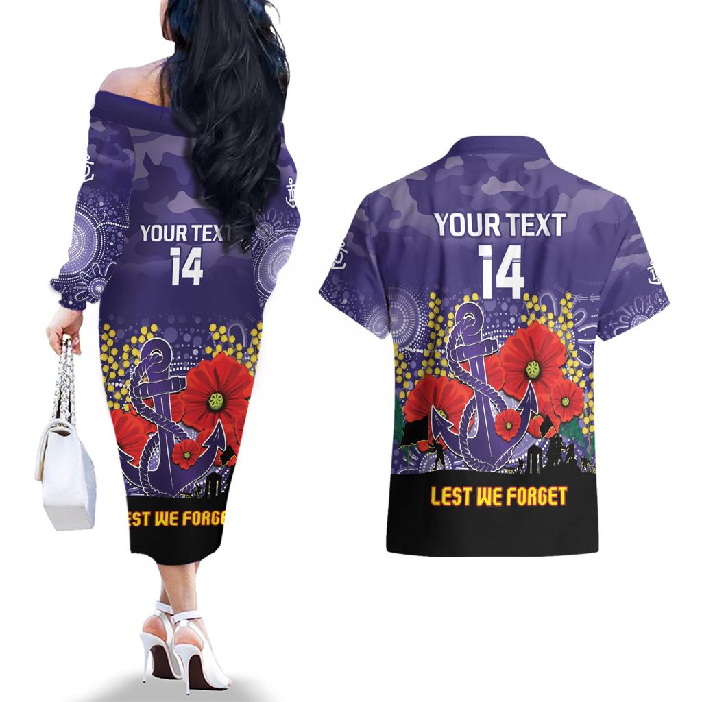Custom Dockers Football ANZAC Couples Matching Off The Shoulder Long Sleeve Dress and Hawaiian Shirt Gallipoli Camouflage With Poppies