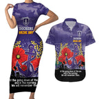 Custom Dockers Football ANZAC Couples Matching Short Sleeve Bodycon Dress and Hawaiian Shirt Gallipoli Camouflage With Poppies