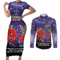 Custom Dockers Football ANZAC Couples Matching Short Sleeve Bodycon Dress and Long Sleeve Button Shirt Gallipoli Camouflage With Poppies