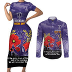 Custom Dockers Football ANZAC Couples Matching Short Sleeve Bodycon Dress and Long Sleeve Button Shirt Gallipoli Camouflage With Poppies