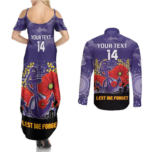 Custom Dockers Football ANZAC Couples Matching Summer Maxi Dress and Long Sleeve Button Shirt Gallipoli Camouflage With Poppies