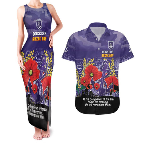 Custom Dockers Football ANZAC Couples Matching Tank Maxi Dress and Hawaiian Shirt Gallipoli Camouflage With Poppies