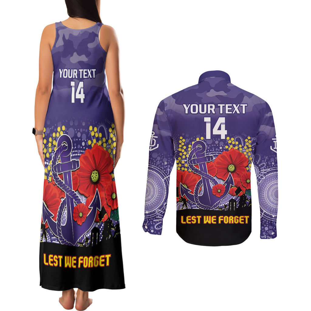 Custom Dockers Football ANZAC Couples Matching Tank Maxi Dress and Long Sleeve Button Shirt Gallipoli Camouflage With Poppies