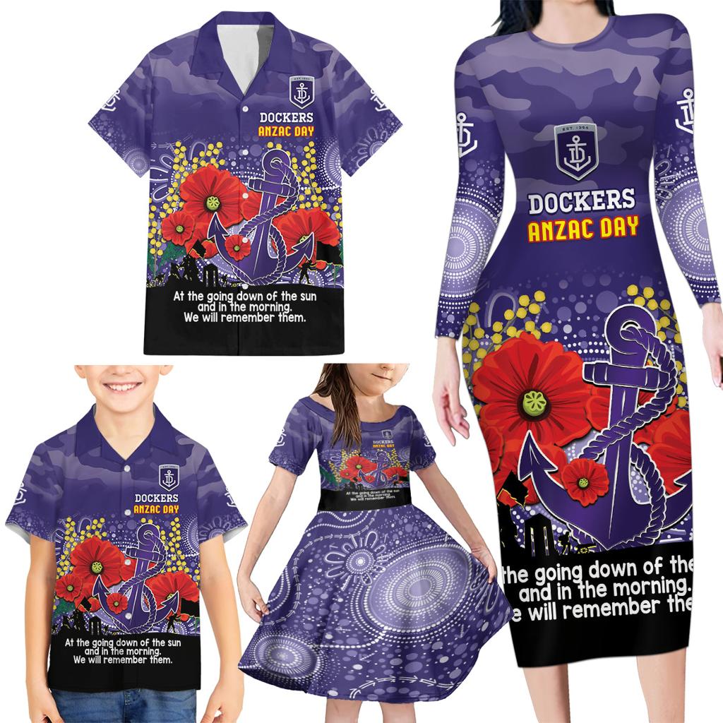 Custom Dockers Football ANZAC Family Matching Long Sleeve Bodycon Dress and Hawaiian Shirt Gallipoli Camouflage With Poppies