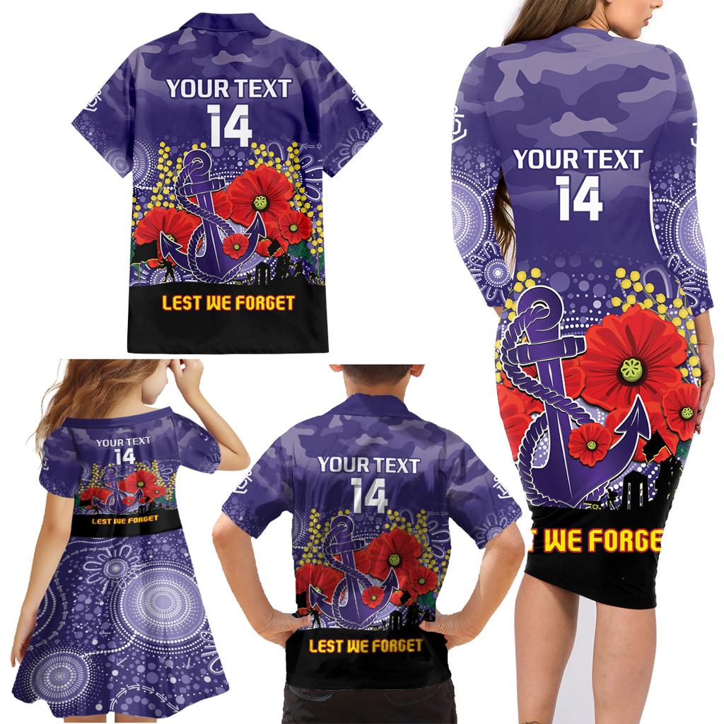 Custom Dockers Football ANZAC Family Matching Long Sleeve Bodycon Dress and Hawaiian Shirt Gallipoli Camouflage With Poppies