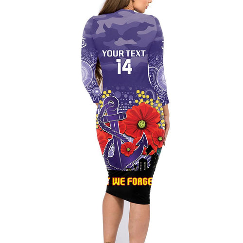 Custom Dockers Football ANZAC Family Matching Long Sleeve Bodycon Dress and Hawaiian Shirt Gallipoli Camouflage With Poppies