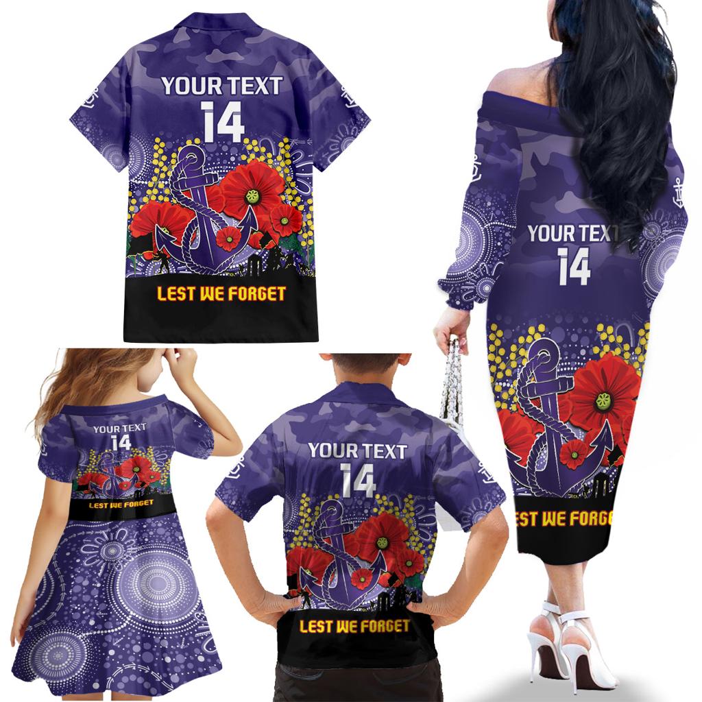 Custom Dockers Football ANZAC Family Matching Off Shoulder Long Sleeve Dress and Hawaiian Shirt Gallipoli Camouflage With Poppies