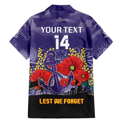 Custom Dockers Football ANZAC Family Matching Off Shoulder Long Sleeve Dress and Hawaiian Shirt Gallipoli Camouflage With Poppies