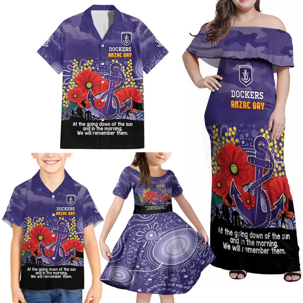 Custom Dockers Football ANZAC Family Matching Off Shoulder Maxi Dress and Hawaiian Shirt Gallipoli Camouflage With Poppies