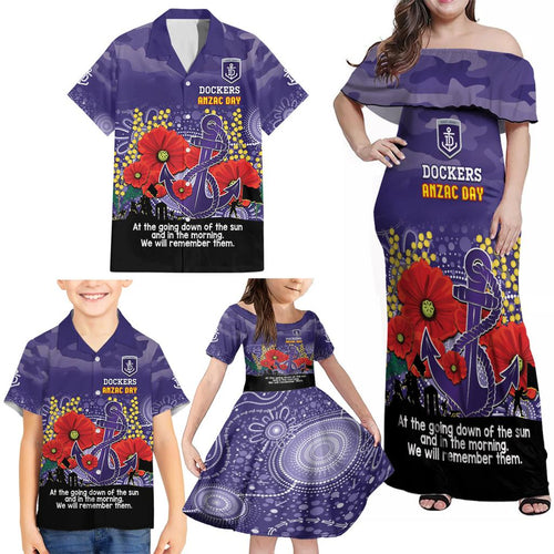 Custom Dockers Football ANZAC Family Matching Off Shoulder Maxi Dress and Hawaiian Shirt Gallipoli Camouflage With Poppies