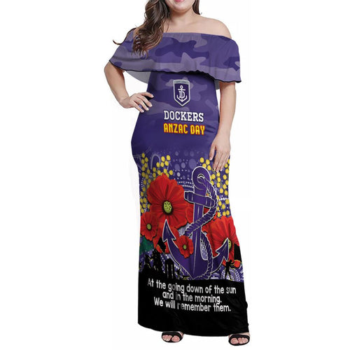 Custom Dockers Football ANZAC Family Matching Off Shoulder Maxi Dress and Hawaiian Shirt Gallipoli Camouflage With Poppies