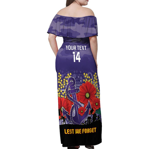Custom Dockers Football ANZAC Family Matching Off Shoulder Maxi Dress and Hawaiian Shirt Gallipoli Camouflage With Poppies