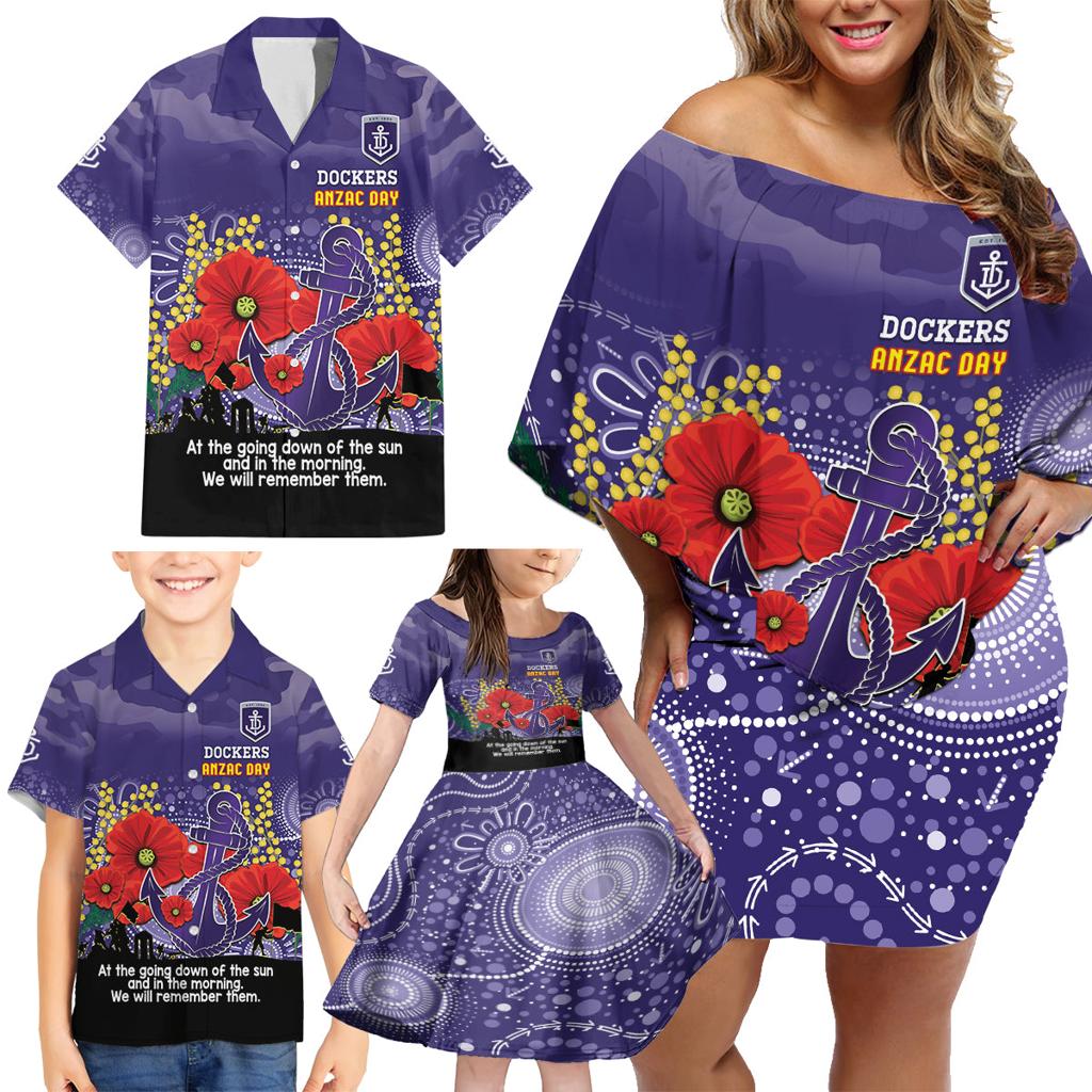 Custom Dockers Football ANZAC Family Matching Off Shoulder Short Dress and Hawaiian Shirt Gallipoli Camouflage With Poppies