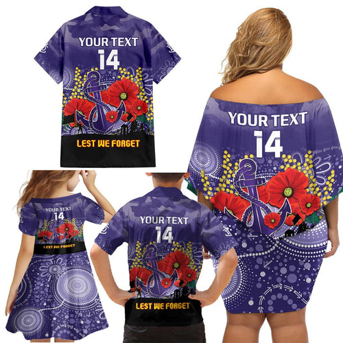 Custom Dockers Football ANZAC Family Matching Off Shoulder Short Dress and Hawaiian Shirt Gallipoli Camouflage With Poppies