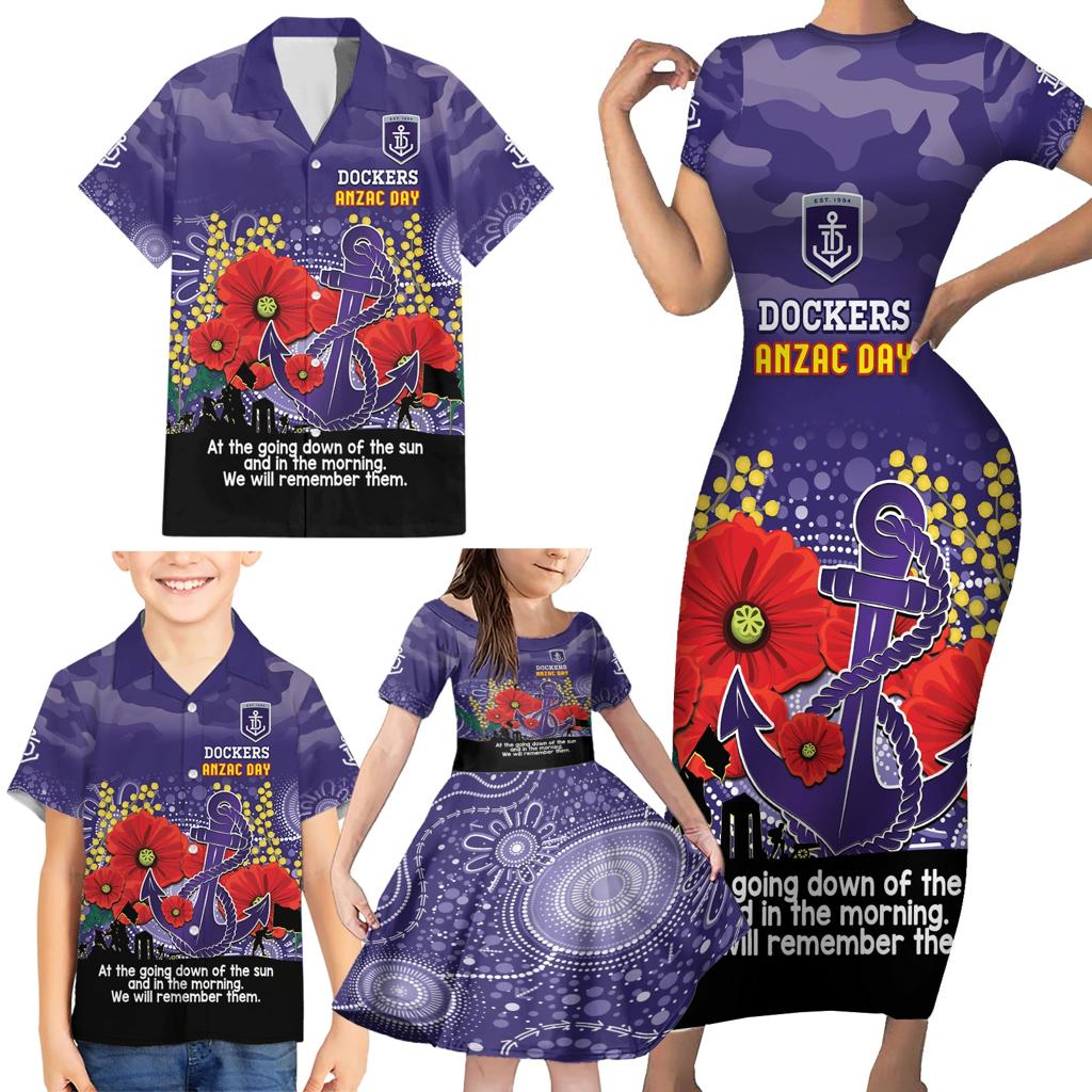 Custom Dockers Football ANZAC Family Matching Short Sleeve Bodycon Dress and Hawaiian Shirt Gallipoli Camouflage With Poppies