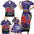 Custom Dockers Football ANZAC Family Matching Short Sleeve Bodycon Dress and Hawaiian Shirt Gallipoli Camouflage With Poppies