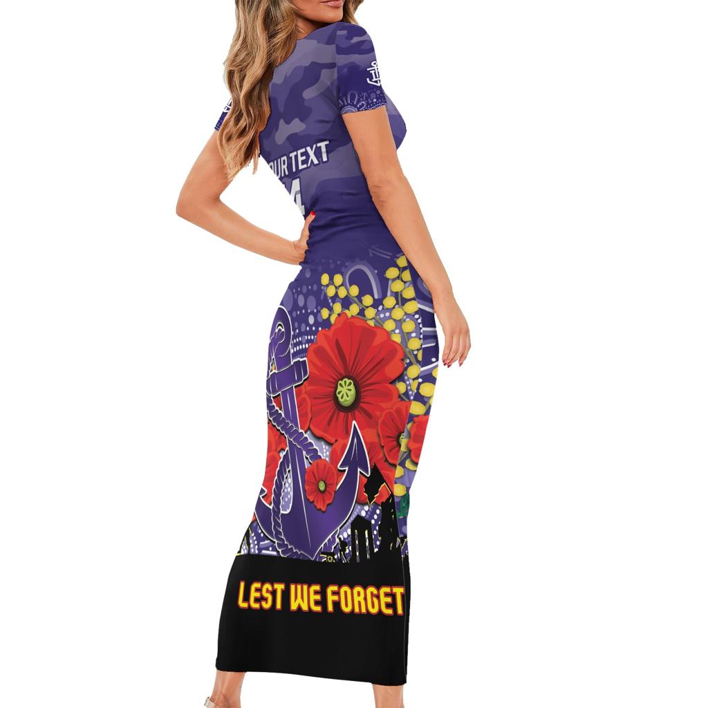 Custom Dockers Football ANZAC Family Matching Short Sleeve Bodycon Dress and Hawaiian Shirt Gallipoli Camouflage With Poppies