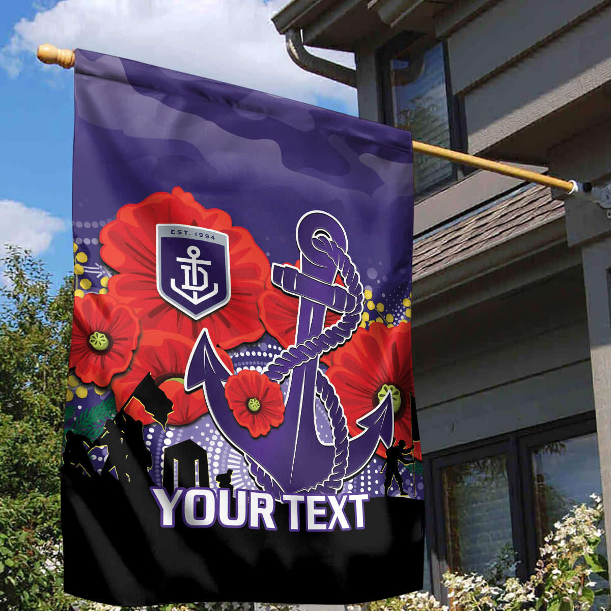 Custom Dockers Football ANZAC Garden Flag Gallipoli Camouflage With Poppies