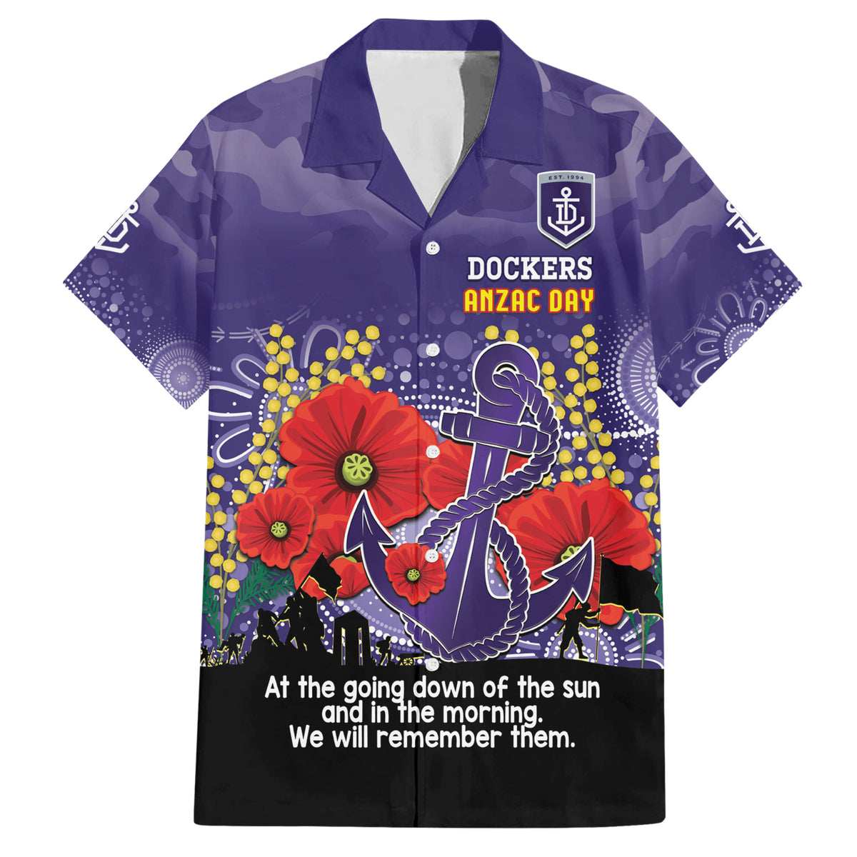 Custom Dockers Football ANZAC Hawaiian Shirt Gallipoli Camouflage With Poppies