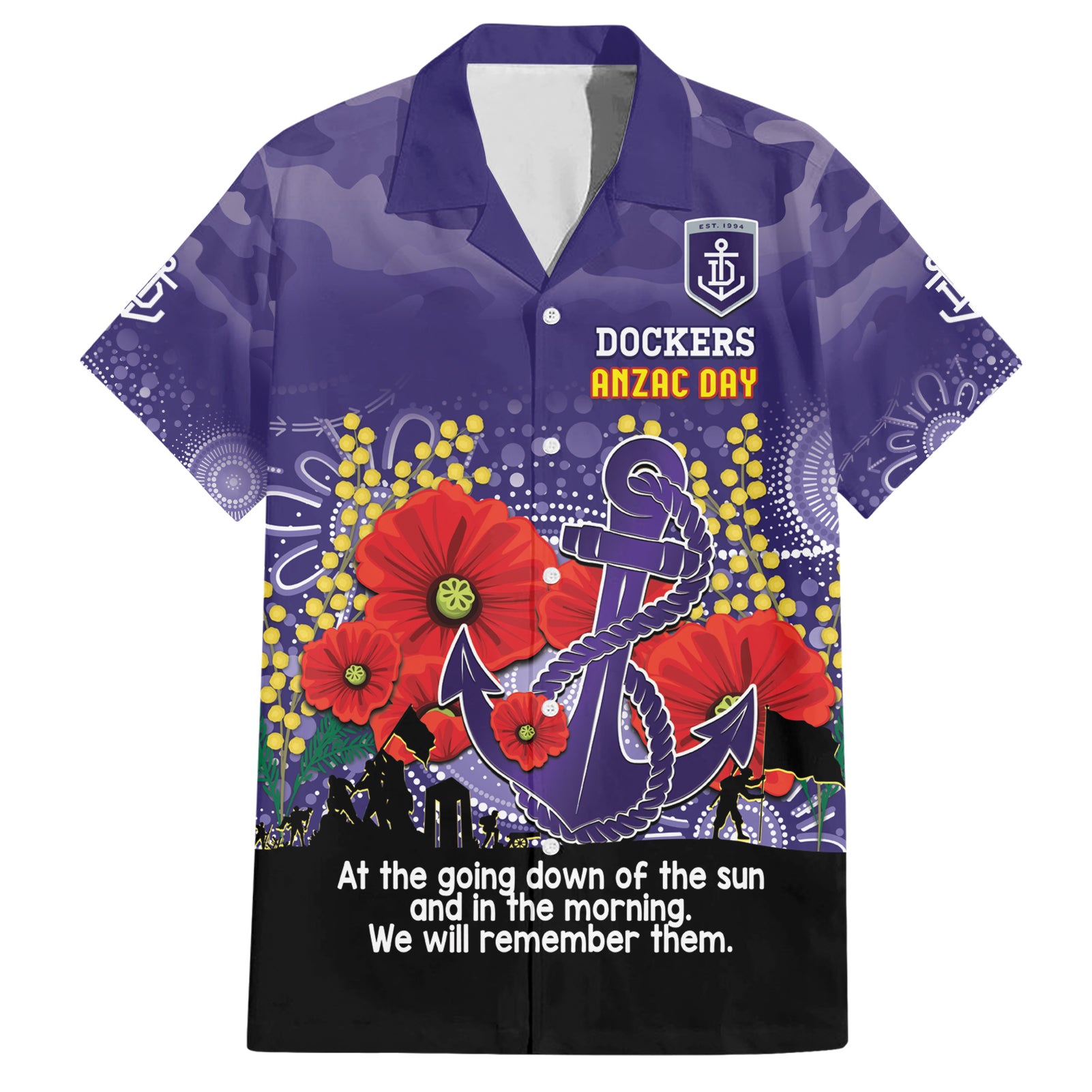 Custom Dockers Football ANZAC Hawaiian Shirt Gallipoli Camouflage With Poppies